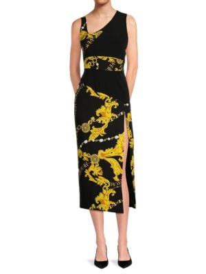 Versace Baroque Print Slit Midi Dress on SALE 